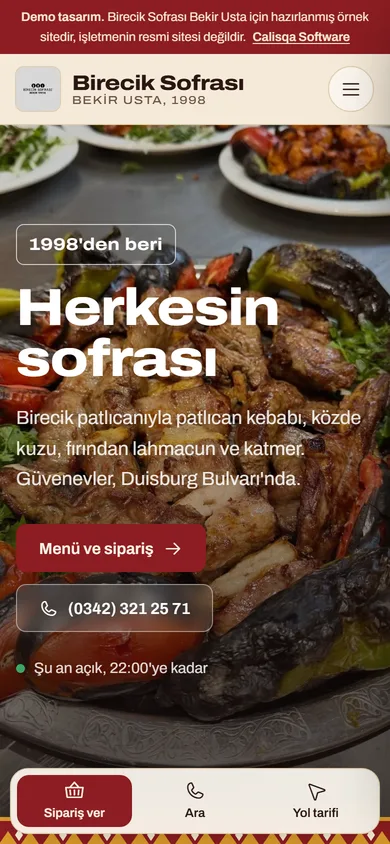 Birecik Sofrası mobil görünüm