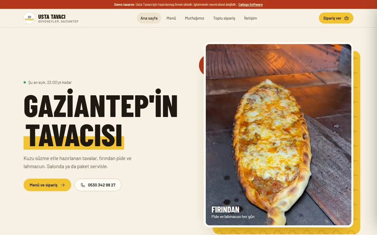 Usta Tavacı demo sitesi